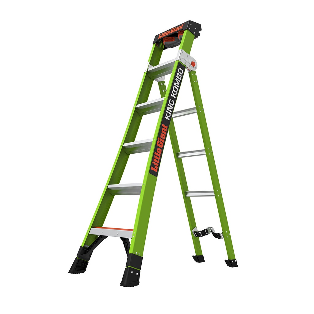 KING KOMBO Industrial, 170 kg Rated, Fiberglass Electrical Insulated 3-in-1 All-Access Combination Ladder with Rotating Wall Pad, V-Rung Corner Pad, GROUND CUE, and Heavy-Duty Feet