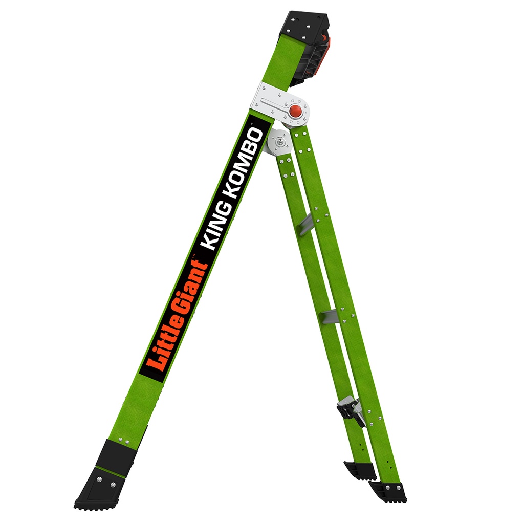 KING KOMBO Industrial, 170 kg Rated, Fiberglass Electrical Insulated 3-in-1 All-Access Combination Ladder with Rotating Wall Pad, V-Rung Corner Pad, GROUND CUE, and Heavy-Duty Feet