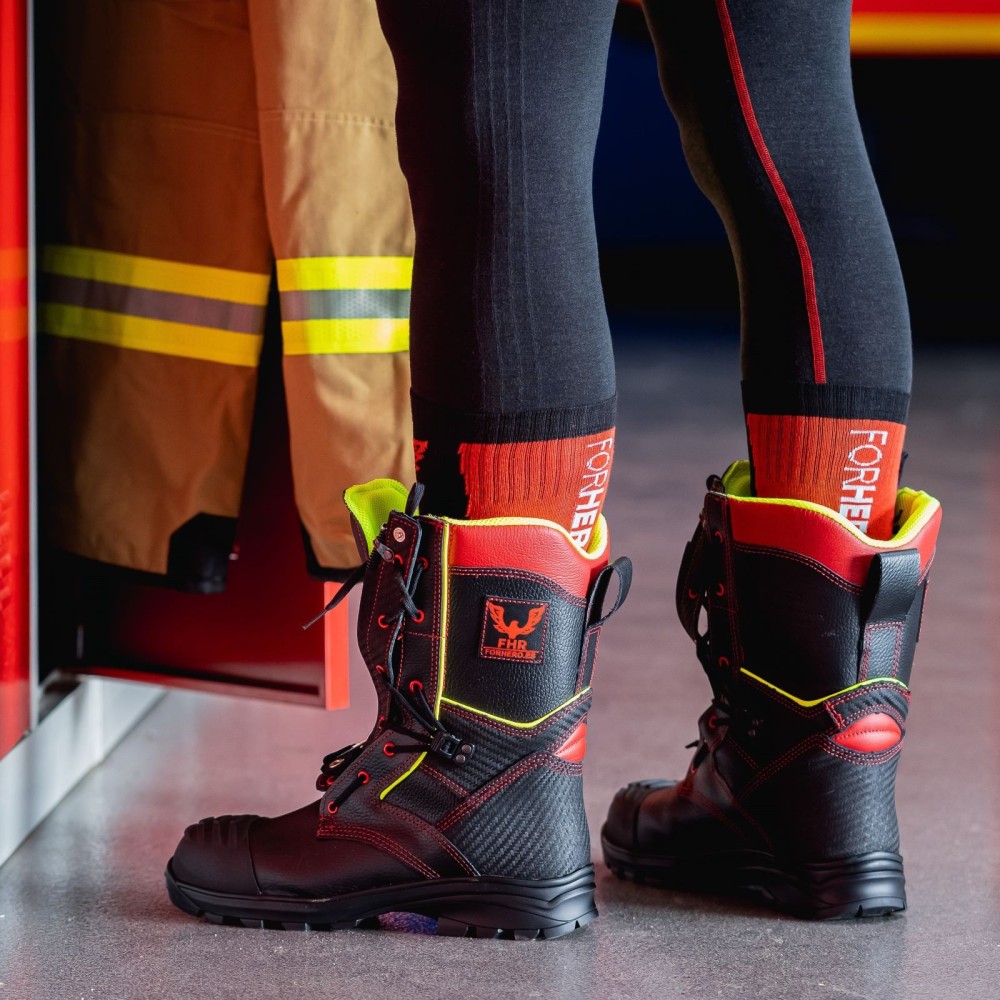 FHR 006PL N FireFighter Boots, (short upper), embossed leather