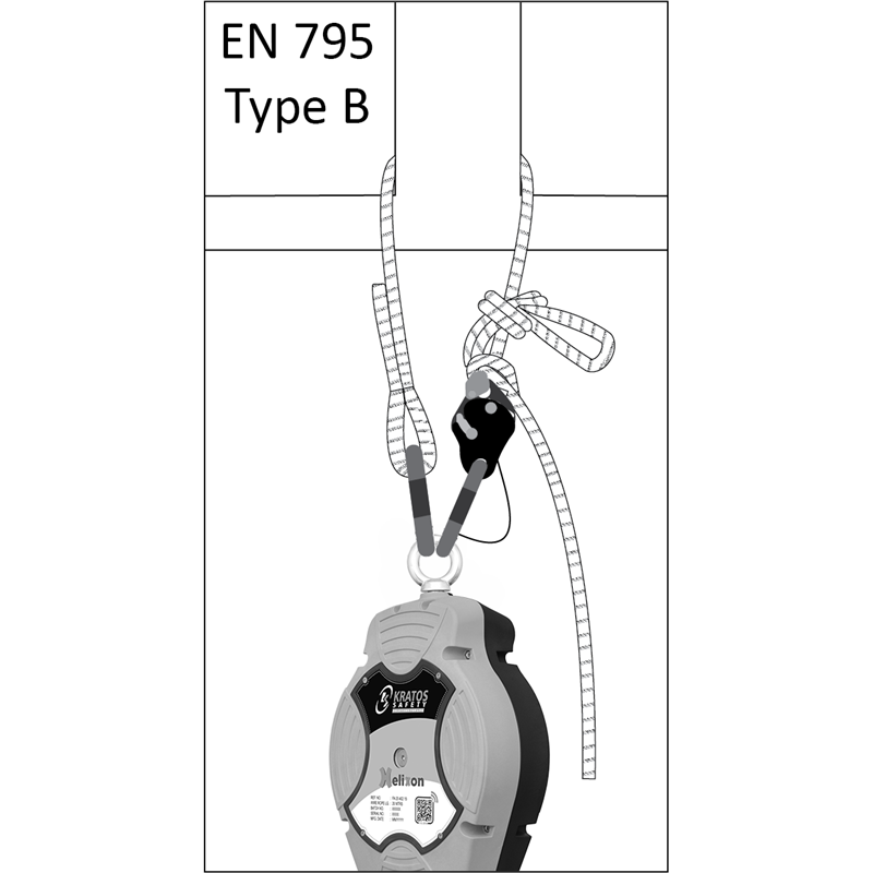 FA 40 906 - Kernmantle Work positioning lanyard (maxi length 5m & 10m), with a rope grab adjuster, with 1 steel snap hook and 1 steel screw-locking karabiner