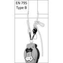 FA 40 906 - Kernmantle Work positioning lanyard (maxi length 5m & 10m), with a rope grab adjuster, with 1 steel snap hook and 1 steel screw-locking karabiner