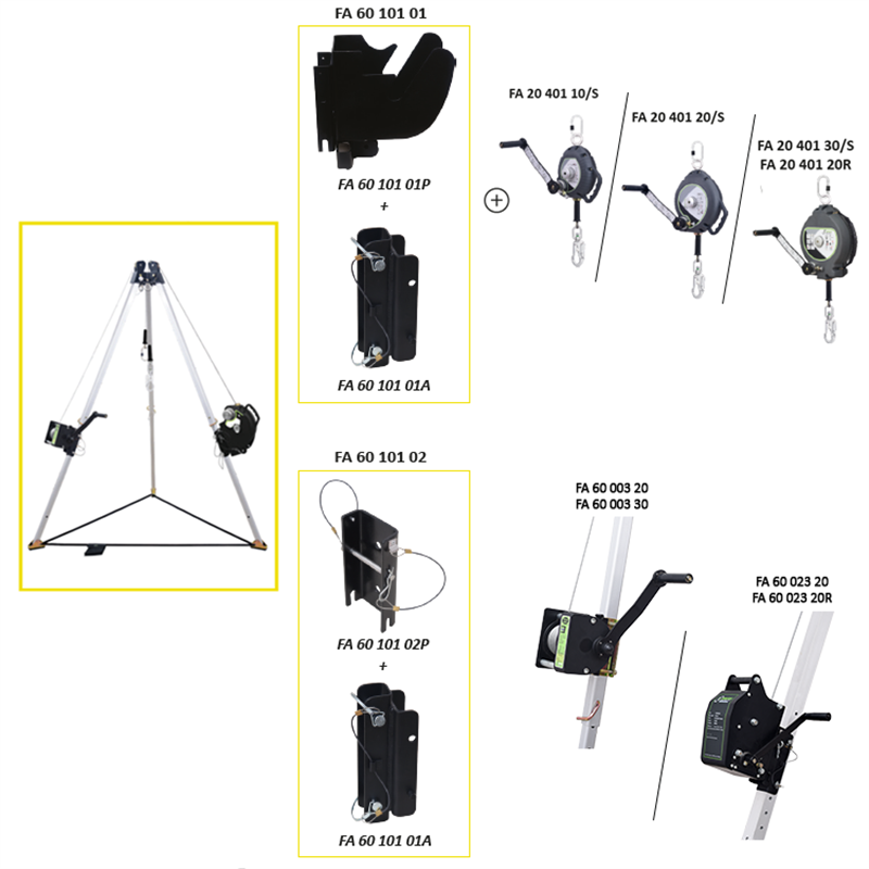 FA6010200 ATEX Tripod 10 ft. with double head mounted pulleys