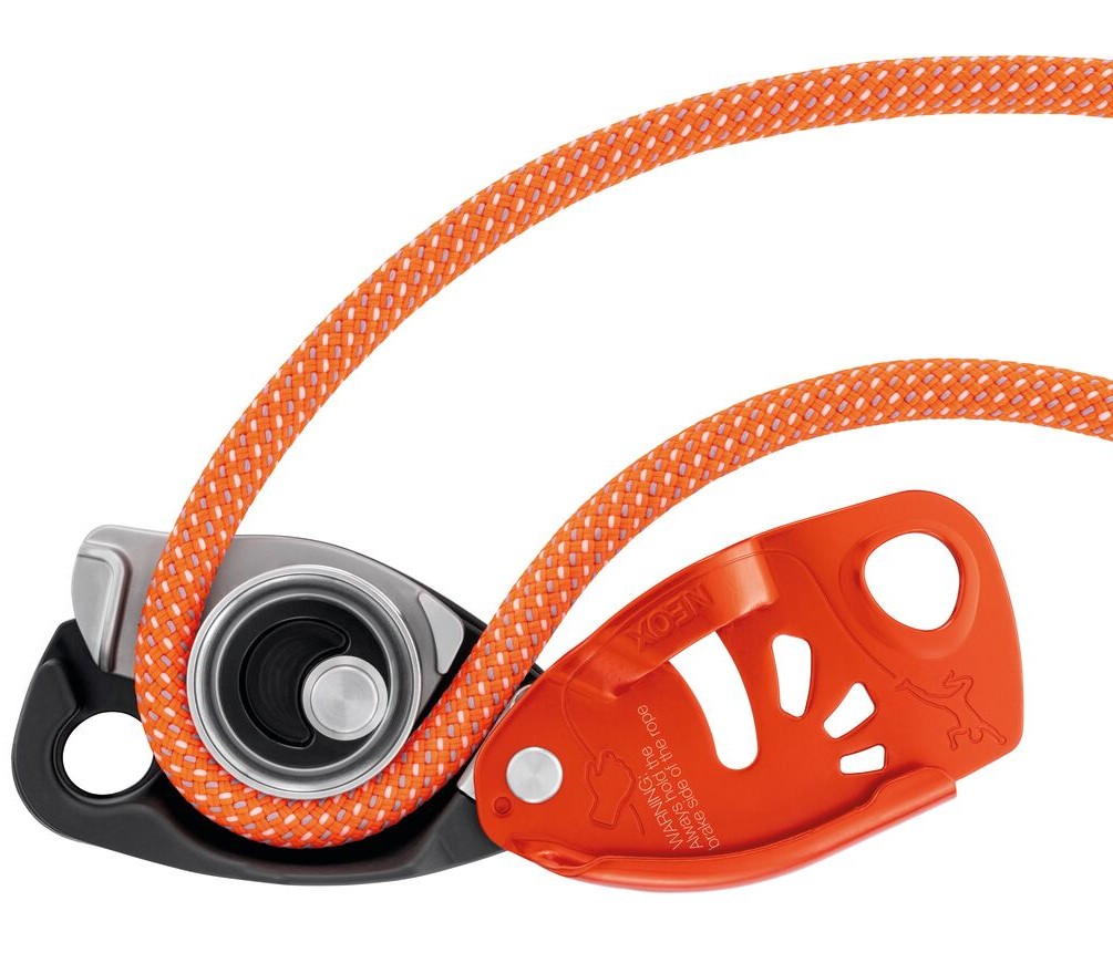 D016AA NEOX Belay device with cam-assisted blocking, optimized for lead climbing