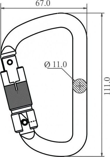 FA 50 301 23 - Triple-Action locking Steel karabiner opening 22 mm