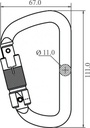 FA 50 301 23 - Triple-Action locking Steel karabiner opening 22 mm