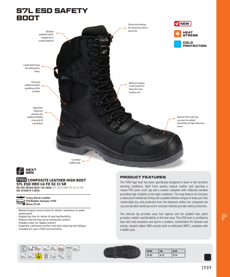 FV03 Composite Leather High Boot S7L ESD HRO LG FO SC CI SR