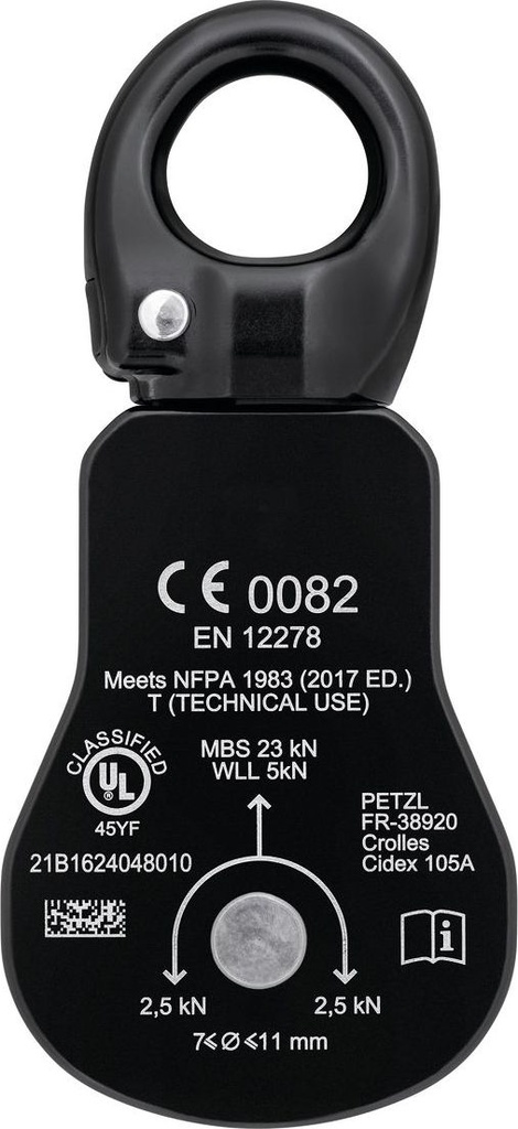 P002AA SPIN S1 Very high efficiency, compact single pulley with swivel