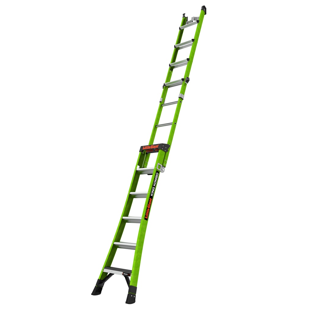 KING KOMBO XT 2.0 KING KOMBO XT, 6' - 170 kg Rated, Fiberglass 3-in-1 Extendable All-Access Combination Ladder with GRIP-N-GO Single-Hand Release Hinge, Rotating Wall Pad, V-bar, GROUND CUE, and Heavy-Duty Feet