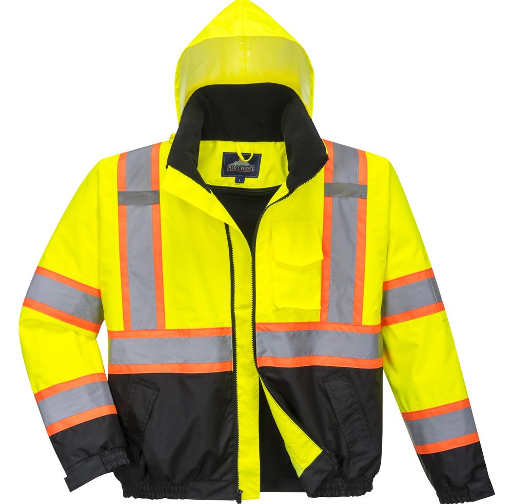 US367 Hi-Vis 2-in-1 Contrast Tape Bomber Jacket