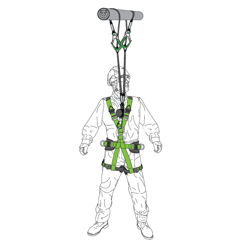 FA3082420 GRAVITY-S, 2 m forked expandable energy absorbing lanyard with intermediate tie-back rings