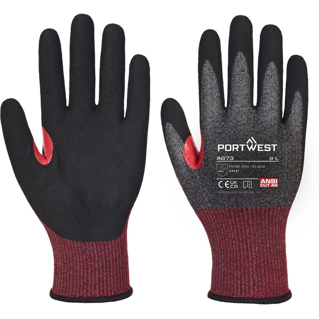 A673 Nitrile Foam Coated Cut Glove, CS F18 Cut (F)