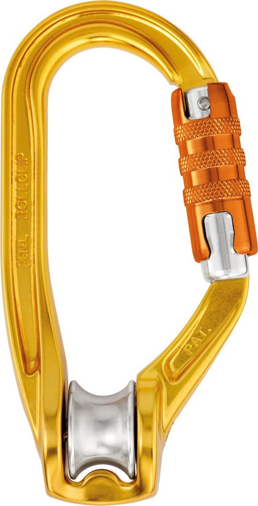 ROLLCLIP A Pulley-carabiner that facilitates installation of the rope when pulley is connected to the anchor