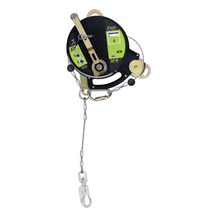 FA60039 T-LINE, Retractable fall arrester with Galvanized Steel dual safety cable with integrated recovery system