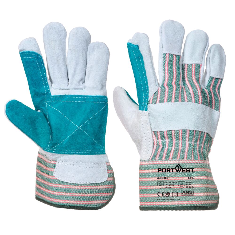 A230 Leather Rigger 365 Cow Split Reinforced Palm Glove